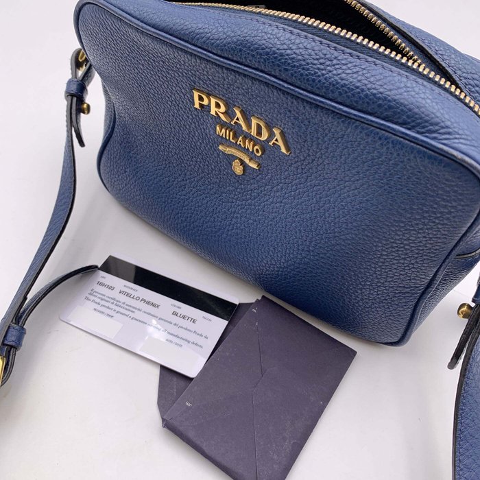 Prada - Blue Vitello Phenix Leather Crossbody Messenger Camera Bag - Crossbody-taske