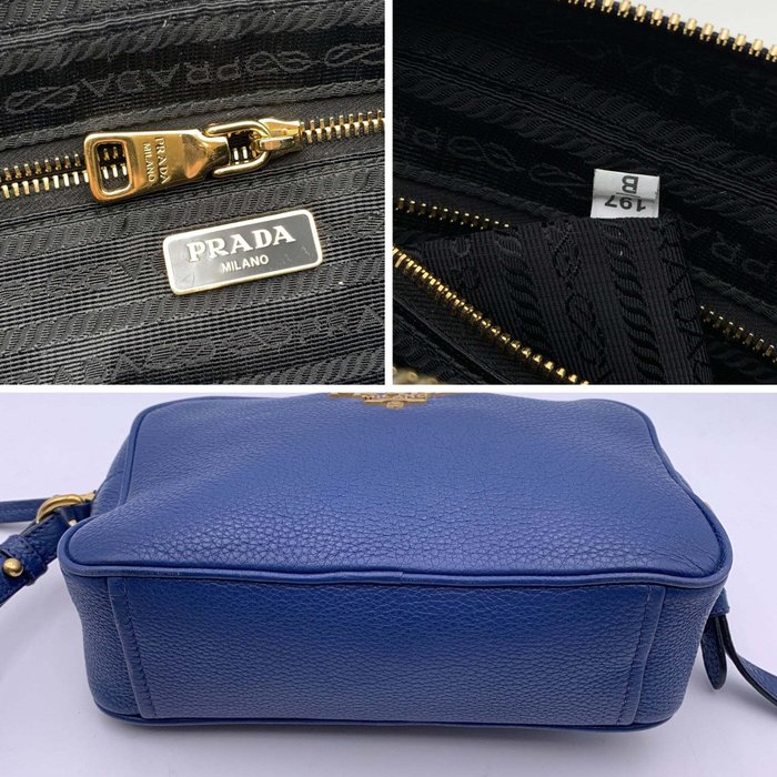 Prada - Blue Vitello Phenix Leather Crossbody Messenger Camera Bag - Crossbody-taske