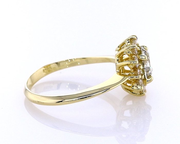 Ring - 14 karat Gulguld -  1.26ct. tw. Diamant (Naturfarvet) - Diamant