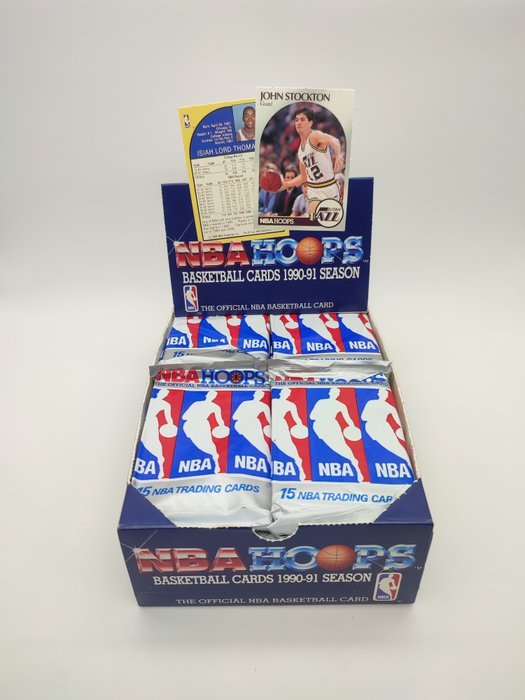 1990/91 NBA Hoops Basketball Cards - 10 Pack - Næsten så god som ny (NM)