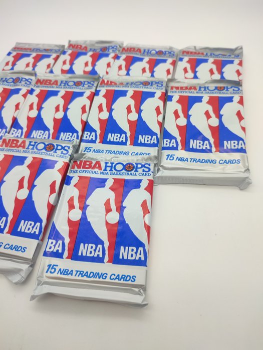 1990/91 NBA Hoops Basketball Cards - 10 Pack - Næsten så god som ny (NM)