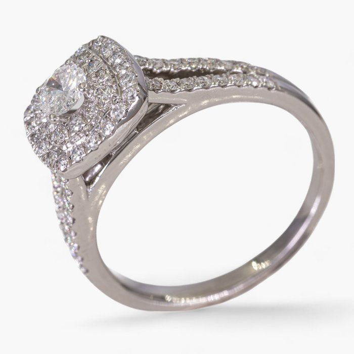 Ingen mindstepris - Ring - 14 karat Hvidguld, IGI certificeret - 0,75 ct diamanter - 0,20 ct center Diamant (Natur)