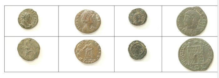 Romarriket Lot of 21 Roman coins Including various Late Roman bronzes a Repubican Quinarius and Antoninus Pius Dupondius  (Ingen mindstepris)