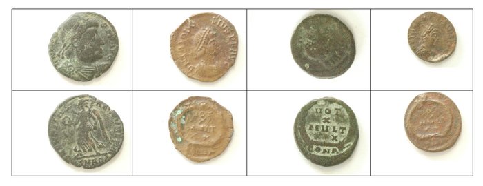 Romarriket Lot of 21 Roman coins Including various Late Roman bronzes a Repubican Quinarius and Antoninus Pius Dupondius  (Ingen mindstepris)