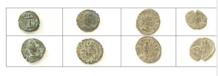 Romarriket Lot of 21 Roman coins Including various Late Roman bronzes a Repubican Quinarius and Antoninus Pius Dupondius  (Ingen mindstepris)