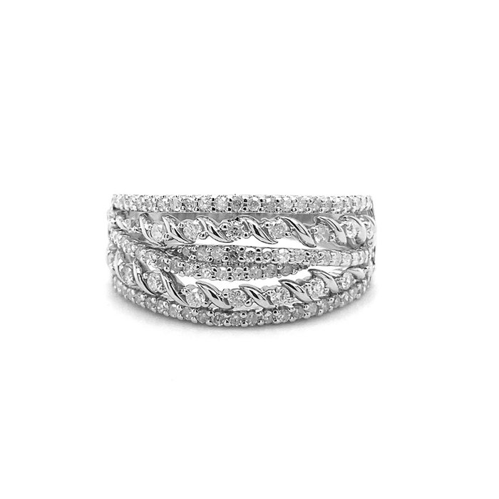 Ring - 14 karat Hvidguld -  0.55ct. tw. Diamant (Natur)