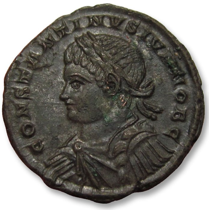 Romarriket Constantine II as Caesar Follis Treveri (Trier) mint circa 326 AD - mintmark STR(pellet-in-crescent) -