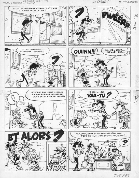 Attanasio, Dino - Planche originale - Modeste et Pompon - Ha! Ha! Ha! Ha! Ha! - (1963)