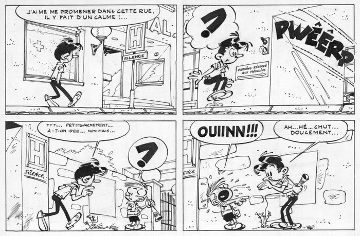 Attanasio, Dino - Planche originale - Modeste et Pompon - Ha! Ha! Ha! Ha! Ha! - (1963)