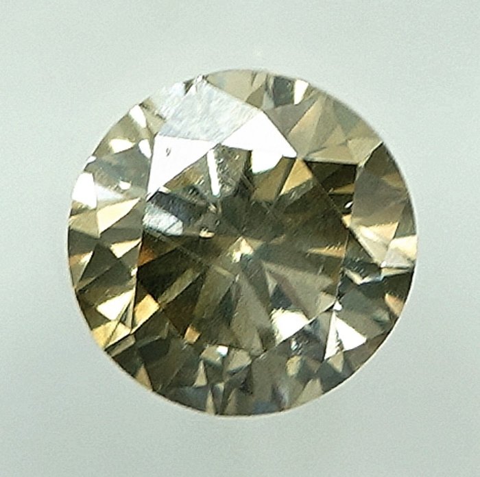 1 pcs Diamant  (Naturfarvet)  - 060 ct - Rund - Fancy Grålig Grønlig Gul - SI2 - Gem Report Antwerp (GRA)