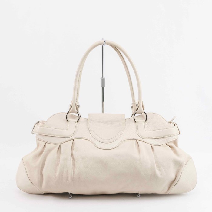 Salvatore Ferragamo - White Gancini Leather Handbag - Håndtaske