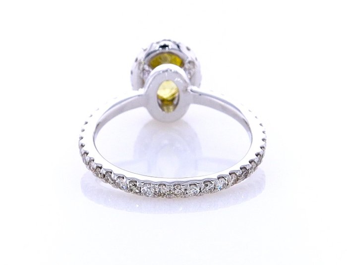 Ring - 14 karat Hvidguld -  1.81ct. tw. Gul Diamant (Naturfarvet) - Diamant