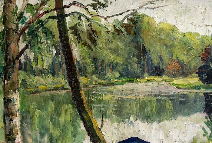 Georges Daumerie (1879-1955) - Assis au bord du lac