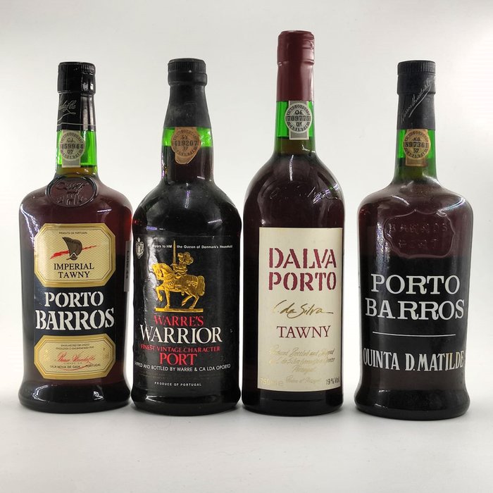 4 Porto Wine Bottles: Porto Barros + Warre´s Warrior Porto + Dalva Porto + Porto Barros D. Matilde - Colheita Port -  Douro  - 4 Flaske (0,75L)