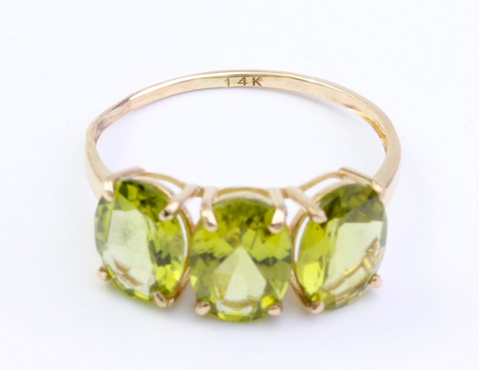 Ingen mindstepris - Ring - 14 karat Gulguld Peridot