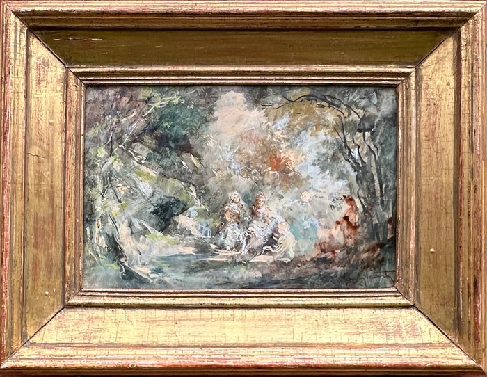 Louis Icart (1888-1950) - Children Having a Picnic in the Woods