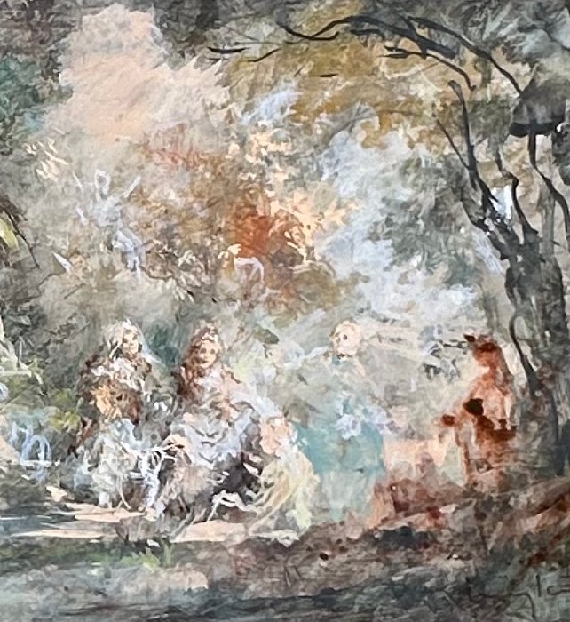 Louis Icart (1888-1950) - Children Having a Picnic in the Woods