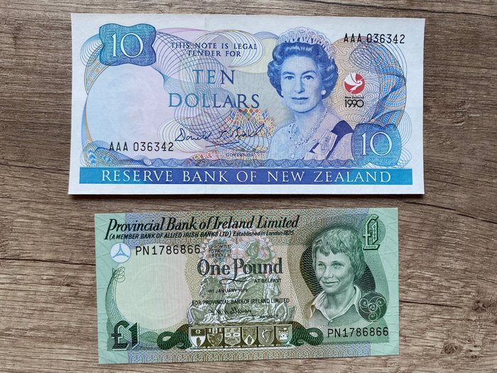 Irland New Zealand - 2 banknotes 1979-1990  (Ingen mindstepris)