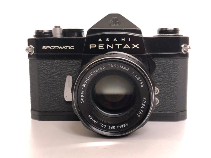 Asahi, Pentax Spotmatic black + box + Takumar lenses: 55mm + 28mm + 135mm + 200mm - M42 | Reflekskamera med enkelt linse (SLR)