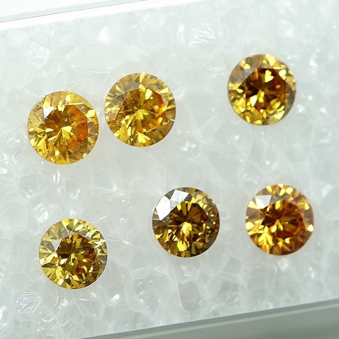 6 pcs Diamant  (Naturfarvet)  - 1.00 ct Blandet orange - I1, VS1 - Gem Report Antwerp (GRA)