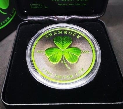 Niue. 2 Dollars 2022 Shamrock Platinum Cyber Green, 1 Oz (.999)  (Ingen mindstepris)