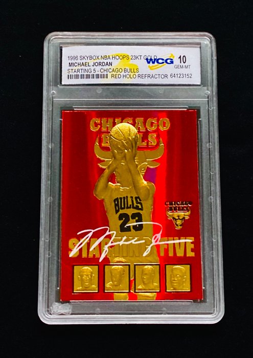 1996 Skybox NBA Hoops 23 KT Gold Michael Jordan Red Holo Refractor - Signature Series WCG 10 - 1 Graded card