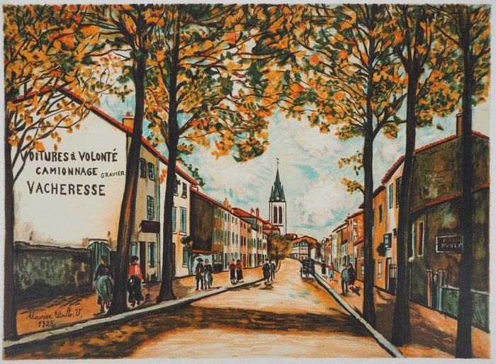 Maurice Utrillo (1883-1955) - La Vacheresse, route nationale à Anse (Rhône)