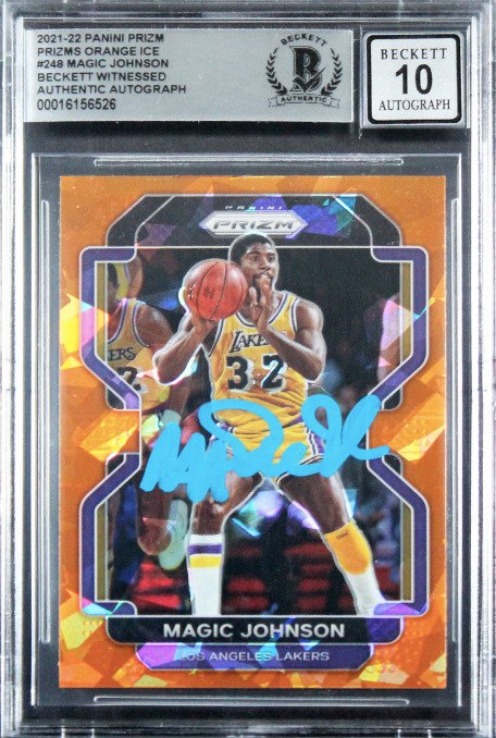 2021 - Panini - Prizm - Magic Johnson - Autograph - #248 - Orange - 1 Graded card - Beckett Autentisk Auto