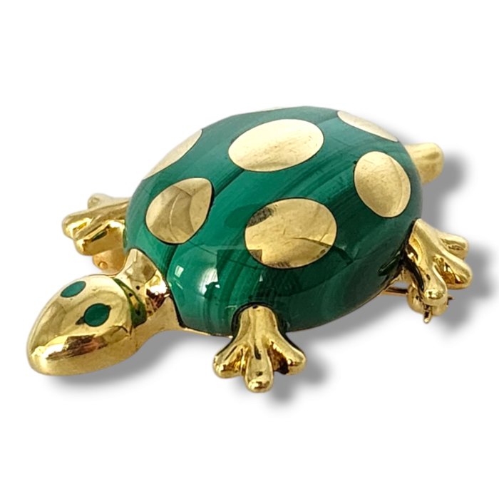 Tiffany  Co. - Broche - 18 kraat Gulguld, Tiffany  Co. Emalje 18K guld Turtle Pin Broche Sjælden