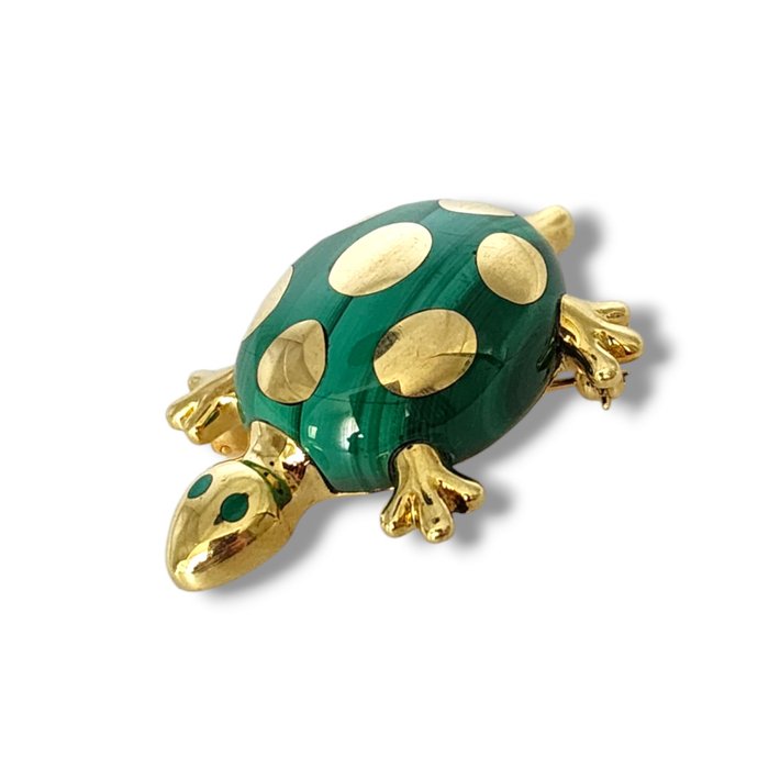 Tiffany  Co. - Broche - 18 kraat Gulguld, Tiffany  Co. Emalje 18K guld Turtle Pin Broche Sjælden