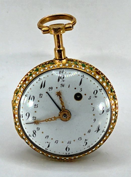 Mace - Paris - 18kt Lepine Schmuckspindeluhr - Emaille Perlen Edelsteine - Tagesdatum - Frankrig omkring 1760