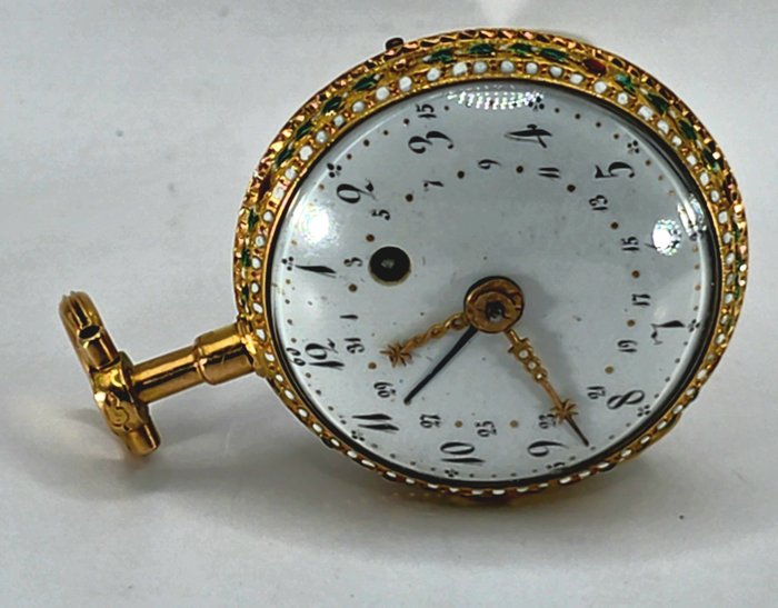 Mace - Paris - 18kt Lepine Schmuckspindeluhr - Emaille Perlen Edelsteine - Tagesdatum - Frankrig omkring 1760