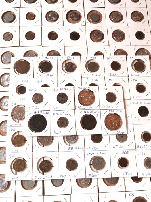 Ungarn. A Large Collection of 128x Hungarian coins, including Silver ca. 1700s - 1995  (Ingen mindstepris)