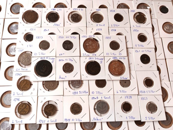 Ungarn. A Large Collection of 128x Hungarian coins, including Silver ca. 1700s - 1995  (Ingen mindstepris)