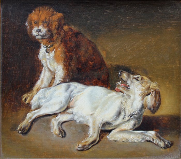 Benno Raphael Adam (1812-1892) attributedto - Two dogs