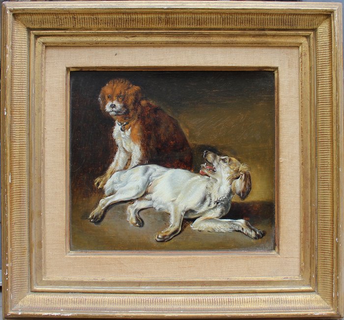 Benno Raphael Adam (1812-1892) attributedto - Two dogs