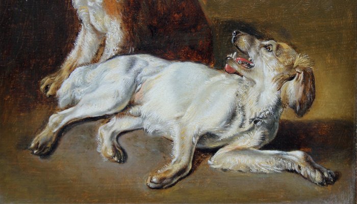 Benno Raphael Adam (1812-1892) attributedto - Two dogs