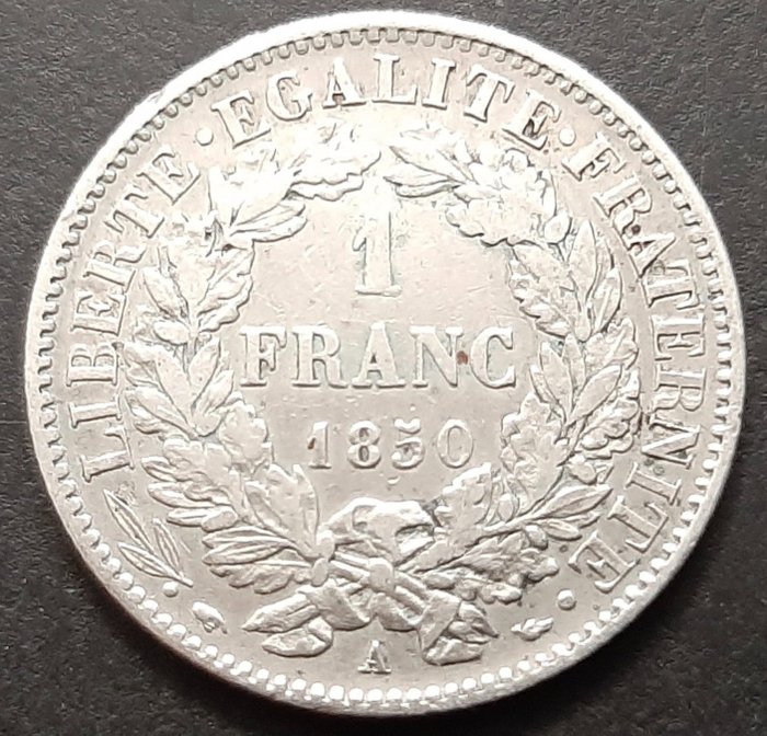 Frankrig Second Republic (1848-1852) 1 Franc 1850-A Paris "Cérès"