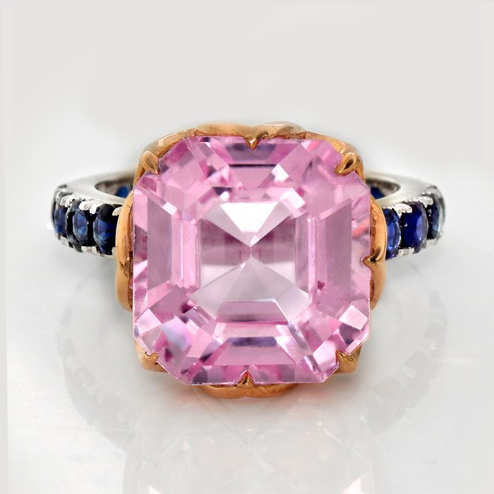 Ingen mindstepris - Ring - 14 karat Hvidguld, Rosaguld -  15.56ct. tw. Kunzit - Safir - IGI 13,84 ct Pink