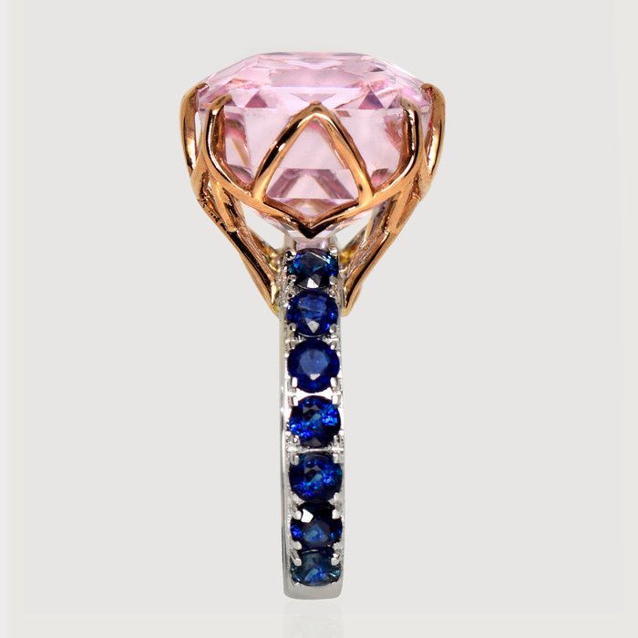 Ingen mindstepris - Ring - 14 karat Hvidguld, Rosaguld -  15.56ct. tw. Kunzit - Safir - IGI 13,84 ct Pink