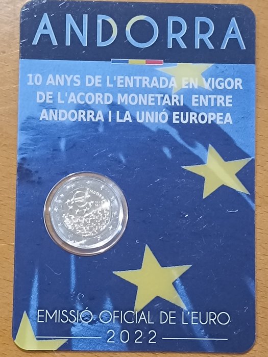 Andorra. 2 Euro 2022 "Carlemany" + "Monetary Agreement" (2 coincards)  (Ingen mindstepris)