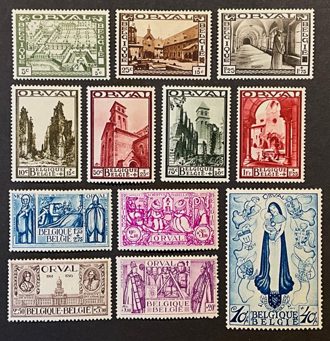 Belgien 1933 - Anden Orval "Great Orval" - Komplet serie POSTFRIS - OBP 363/374