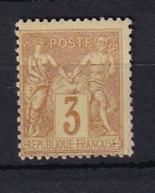 Frankrig 1878 - kyst €330, salvie 3c gul bistre - Yvert n°86