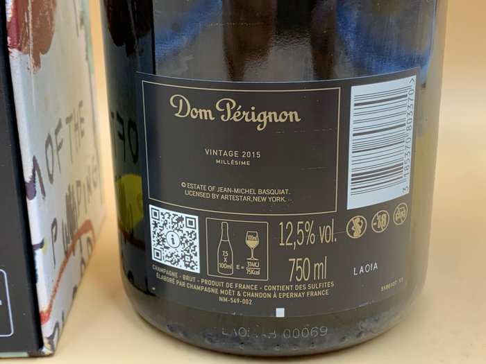 2015 Dom Pérignon, "Désign Bleu " Jean-Michel Basquiat. "Limited Édition" - Champagne Brut - 1 Flaske (0,75L)