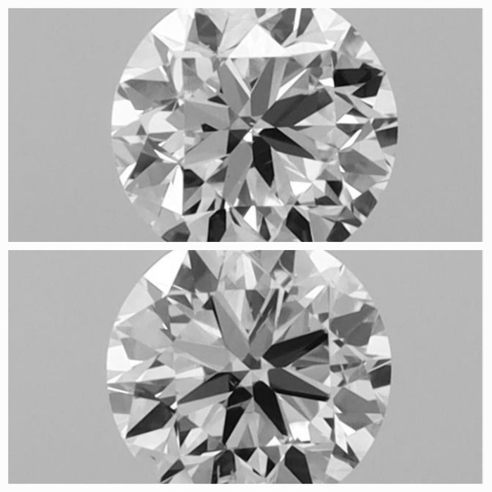 2 pcs Diamant  (Natur)  - 0.88 ct - Rund - I - SI2 - International Gemological Institute (IGI) - Premium diamanter X 2 stk