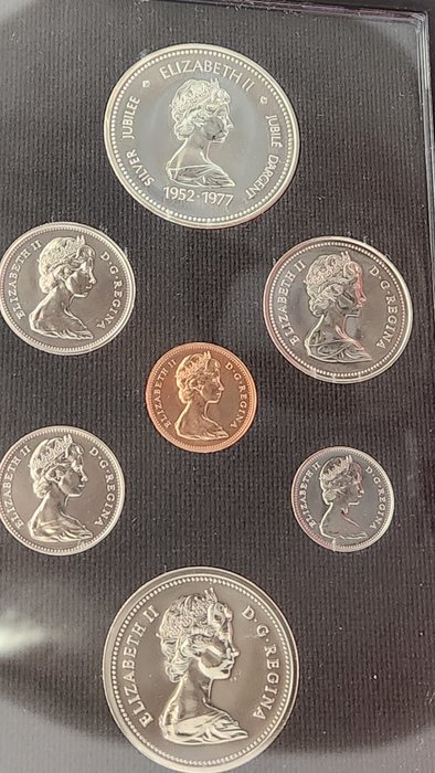 Canada. Elizabeth II. 1977 Double Dollar Proof Set, incl. Silver Dollars + One Extra Silver Dollar 1988.Set with mint  (Ingen mindstepris)