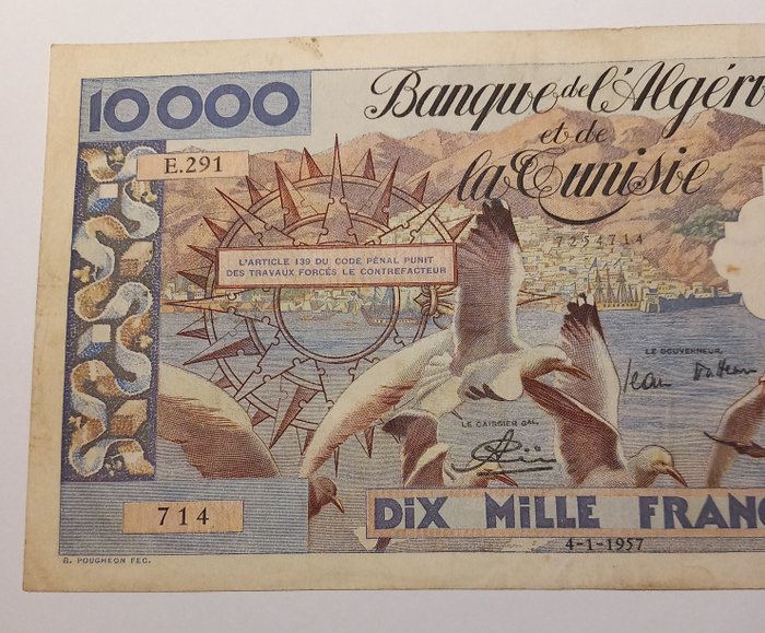 Algeriet. - 10000 francs 1957 - Pick 110  (Ingen mindstepris)