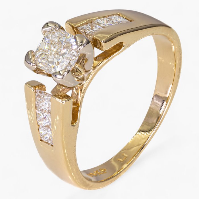 Ingen mindstepris - Ring - 14 karat Gulguld 075 ct diamanter - IGI certificeret -  075ct tw Diamant (Natur) - Diamant