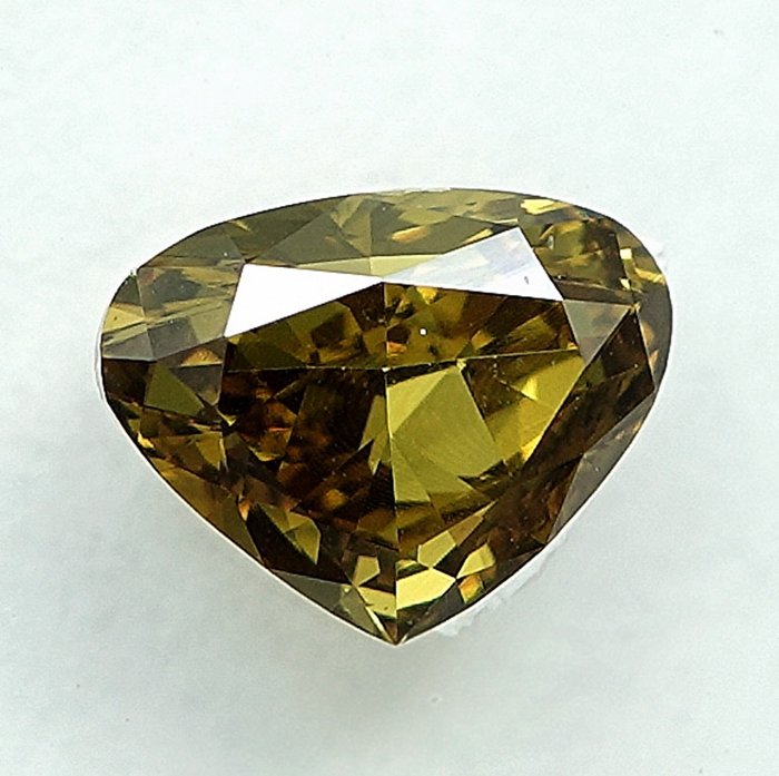 1 pcs Diamant  (Naturfarvet)  - 053 ct - Pære - Fancy Grålig Gul - VS2 - International Gemological Institute (IGI)