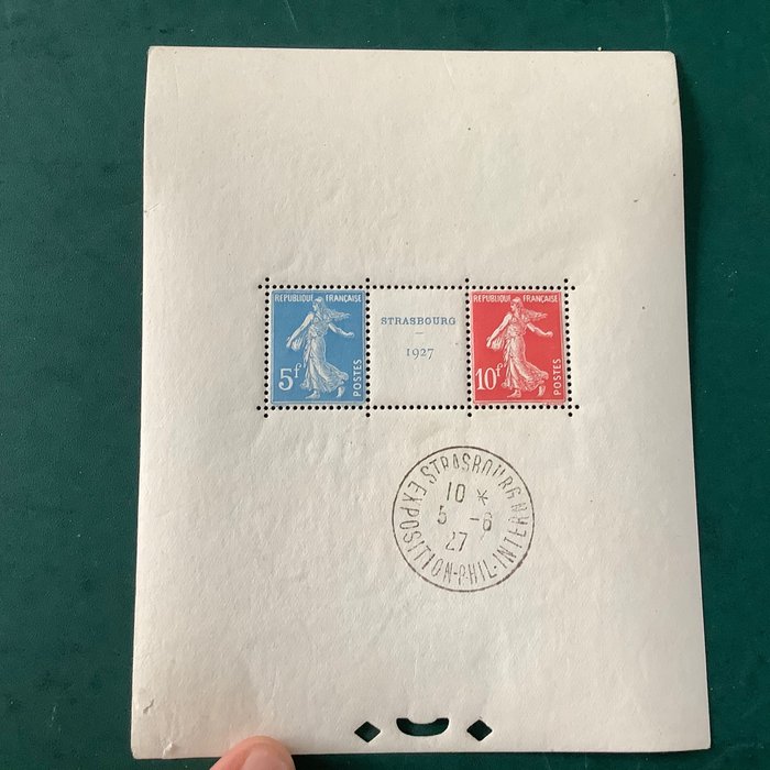 Frankrig 1927 - Blokudstilling fra Strasbourg med stempel i blokkant - Yvert blok 2a